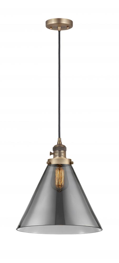 Cone - 1 Light - 12 inch - Brushed Brass - Cord hung - Mini Pendant