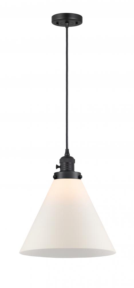 Cone - 1 Light - 12 inch - Matte Black - Cord hung - Mini Pendant