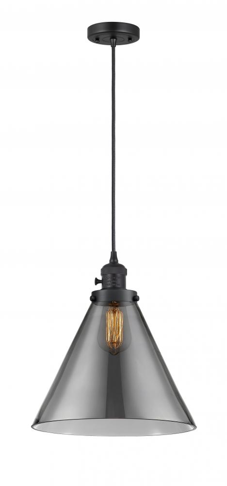 Cone - 1 Light - 12 inch - Matte Black - Cord hung - Mini Pendant