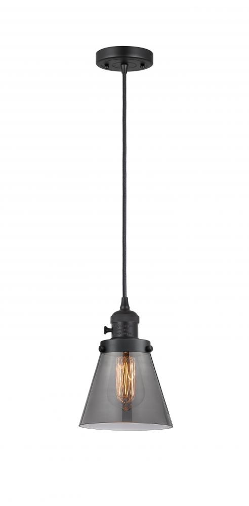 Cone - 1 Light - 6 inch - Matte Black - Cord hung - Mini Pendant