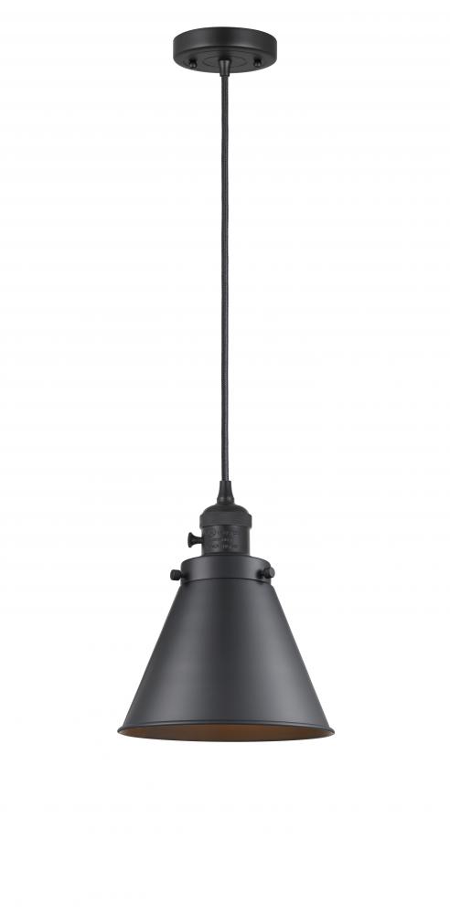 Appalachian - 1 Light - 8 inch - Matte Black - Cord hung - Mini Pendant