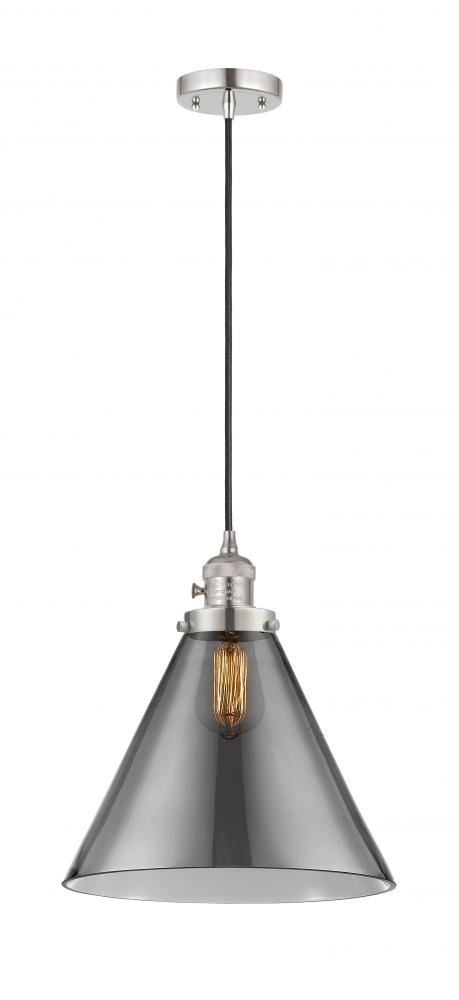 Cone - 1 Light - 12 inch - Polished Nickel - Cord hung - Mini Pendant