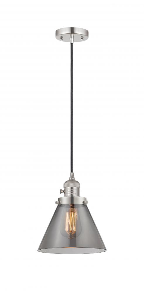 Cone - 1 Light - 8 inch - Polished Nickel - Cord hung - Mini Pendant