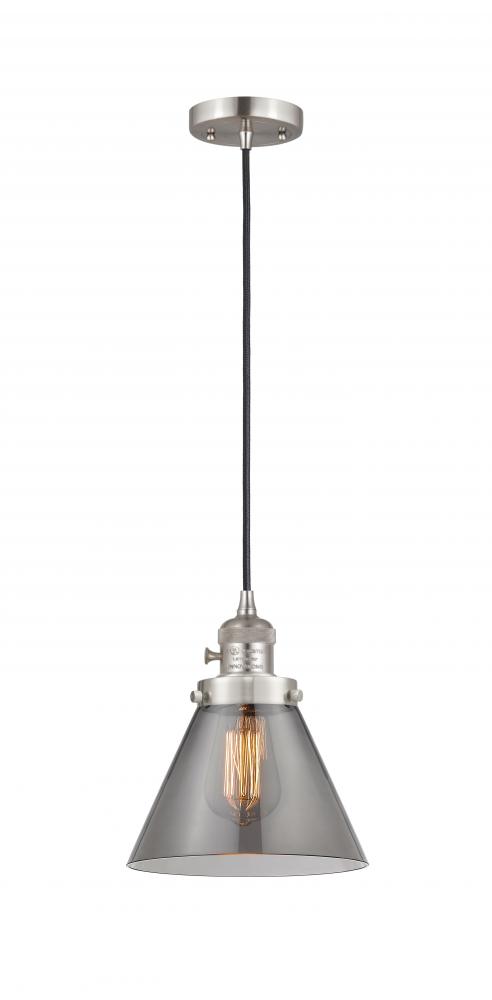 Cone - 1 Light - 8 inch - Brushed Satin Nickel - Cord hung - Mini Pendant