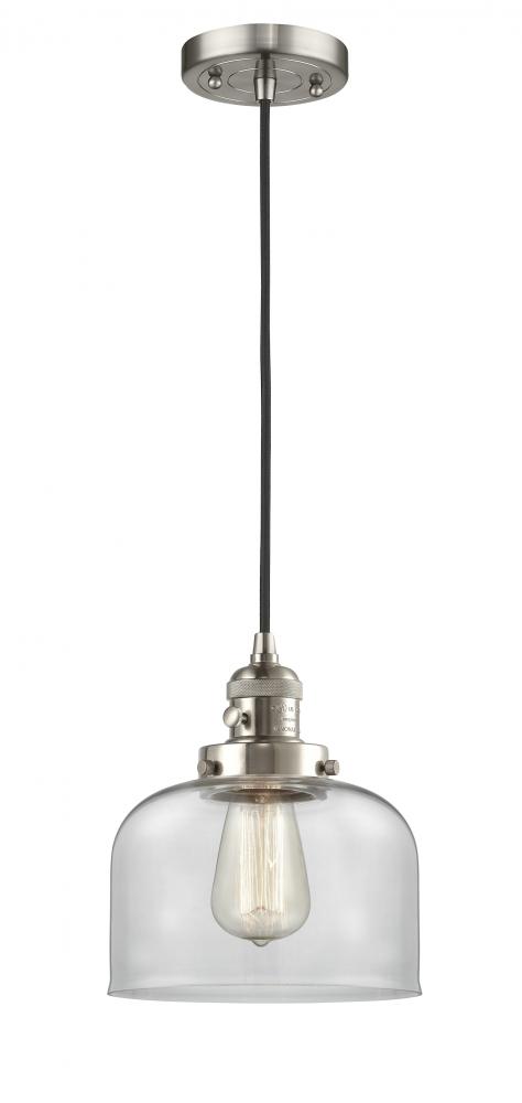 Bell - 1 Light - 8 inch - Brushed Satin Nickel - Cord hung - Mini Pendant