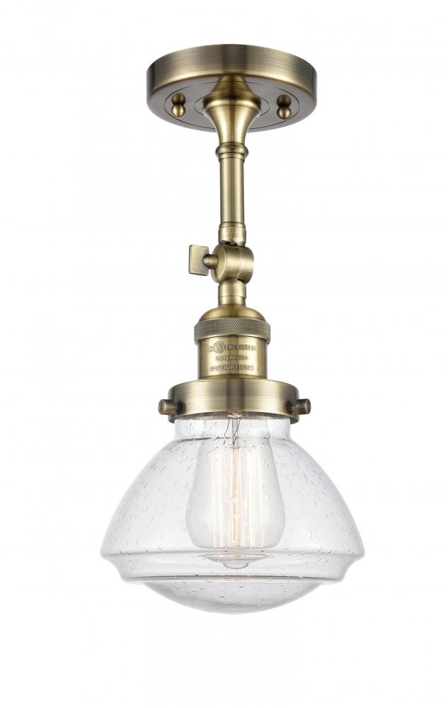 Olean - 1 Light - 7 inch - Antique Brass - Semi-Flush Mount