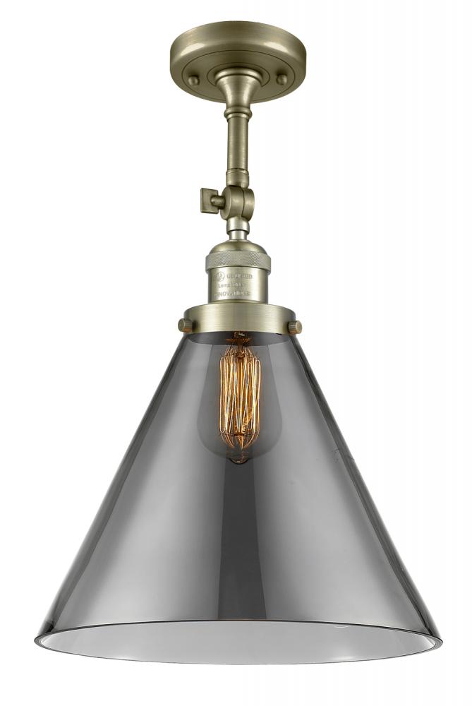 Cone - 1 Light - 12 inch - Antique Brass - Semi-Flush Mount