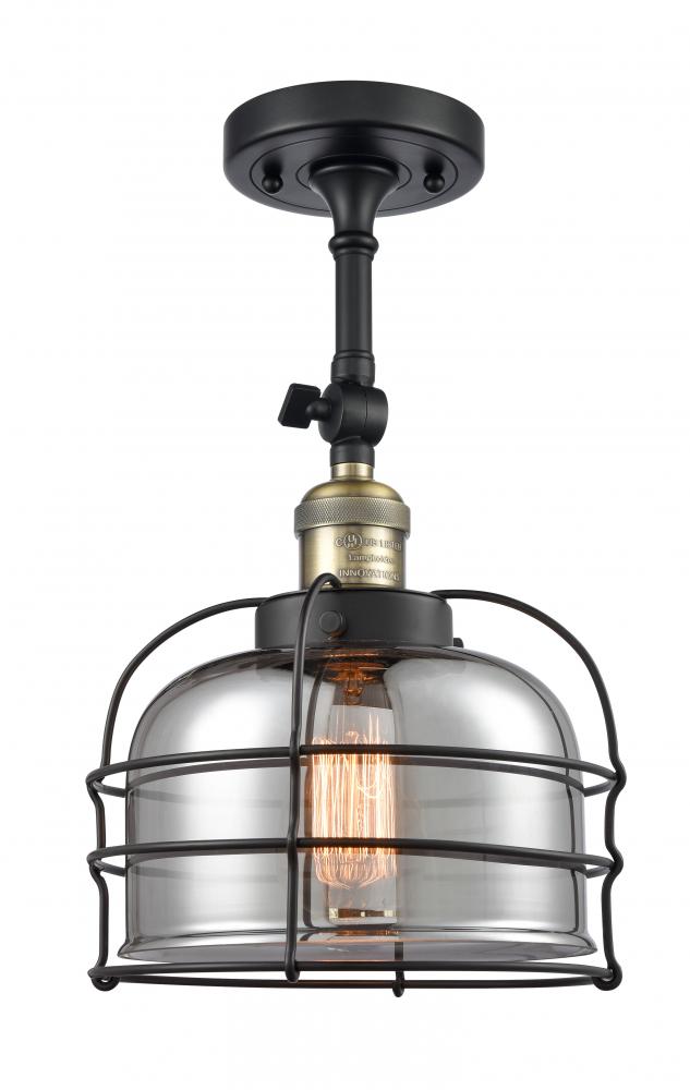 Bell Cage - 1 Light - 9 inch - Black Antique Brass - Semi-Flush Mount