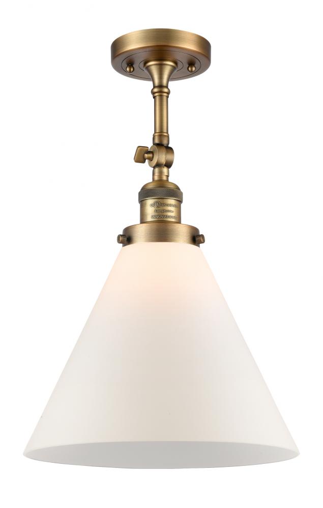 Cone - 1 Light - 12 inch - Brushed Brass - Semi-Flush Mount