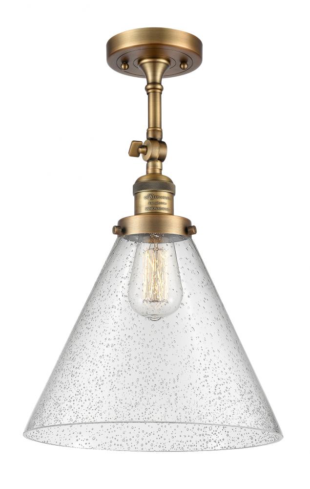 Cone - 1 Light - 12 inch - Brushed Brass - Semi-Flush Mount