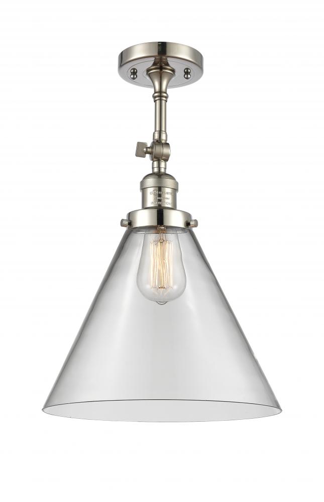 Cone - 1 Light - 12 inch - Polished Nickel - Semi-Flush Mount