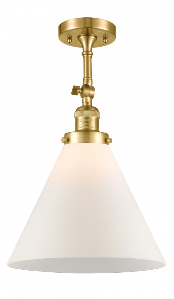 Cone - 1 Light - 12 inch - Satin Gold - Semi-Flush Mount