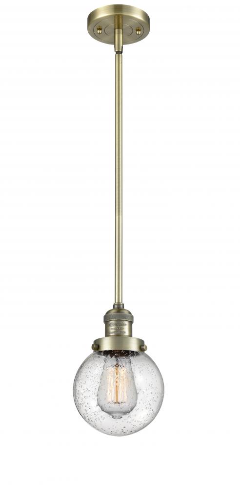 Beacon - 1 Light - 6 inch - Antique Brass - Stem Hung - Mini Pendant