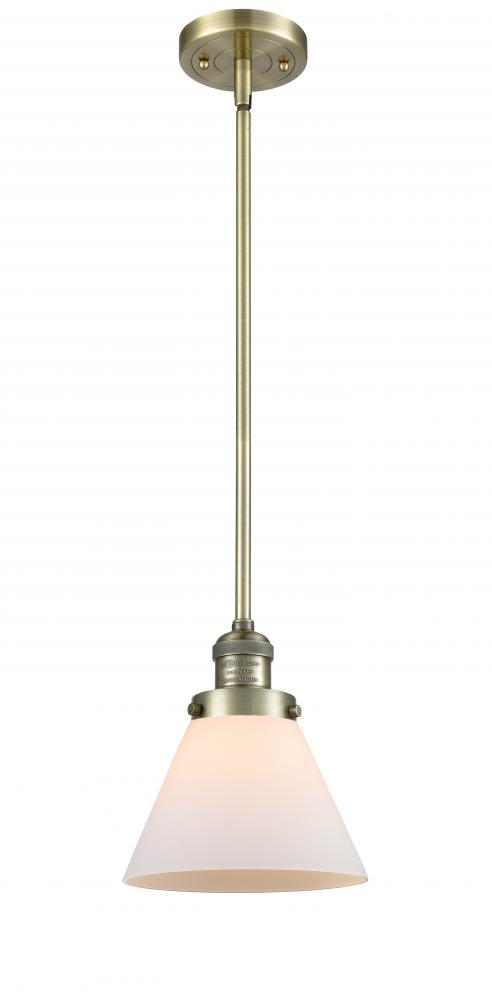 Cone - 1 Light - 8 inch - Antique Brass - Stem Hung - Mini Pendant