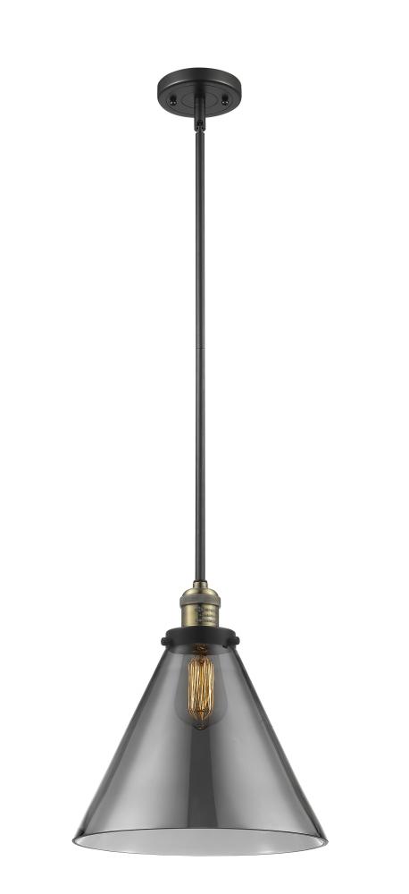 Cone - 1 Light - 12 inch - Black Antique Brass - Stem Hung - Mini Pendant