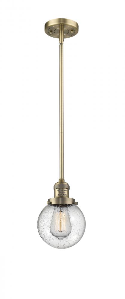 Beacon - 1 Light - 6 inch - Brushed Brass - Stem Hung - Mini Pendant