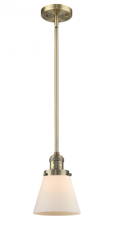 Cone - 1 Light - 6 inch - Brushed Brass - Stem Hung - Mini Pendant