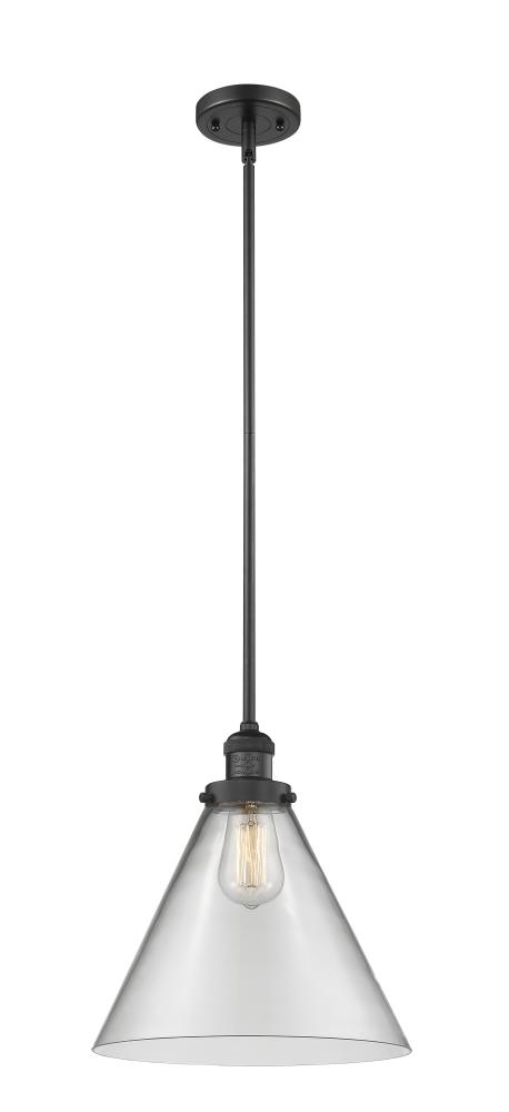 Cone - 1 Light - 12 inch - Matte Black - Stem Hung - Mini Pendant