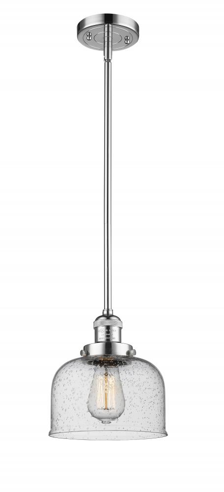 Bell - 1 Light - 8 inch - Polished Chrome - Stem Hung - Mini Pendant