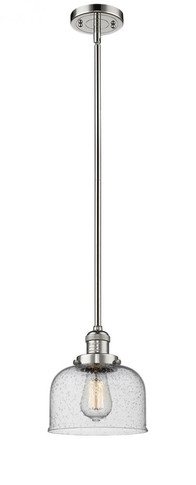 Bell - 1 Light - 8 inch - Polished Nickel - Stem Hung - Mini Pendant