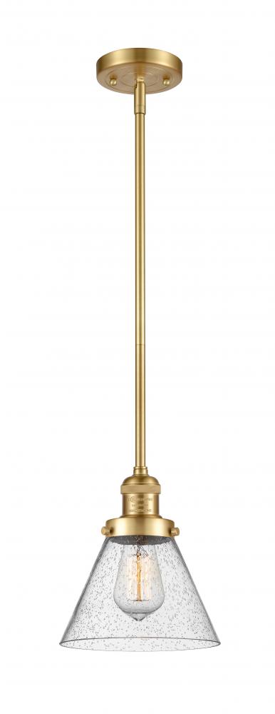 Cone - 1 Light - 8 inch - Satin Gold - Stem Hung - Mini Pendant