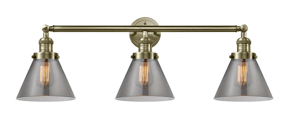 Cone - 3 Light - 32 inch - Antique Brass - Bath Vanity Light