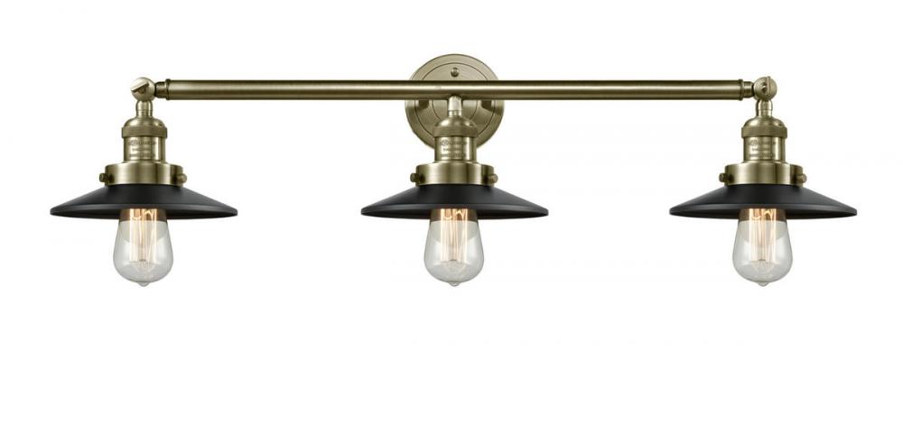 Railroad - 3 Light - 32 inch - Antique Brass - Bath Vanity Light