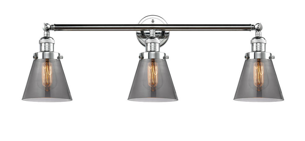 Cone - 3 Light - 30 inch - Polished Chrome - Bath Vanity Light