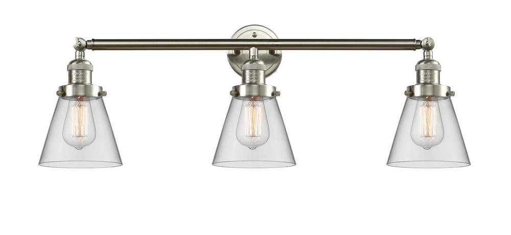 Cone - 3 Light - 30 inch - Brushed Satin Nickel - Bath Vanity Light