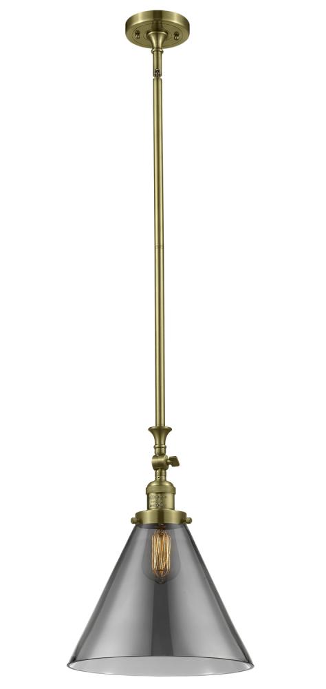 Cone - 1 Light - 12 inch - Antique Brass - Stem Hung - Mini Pendant