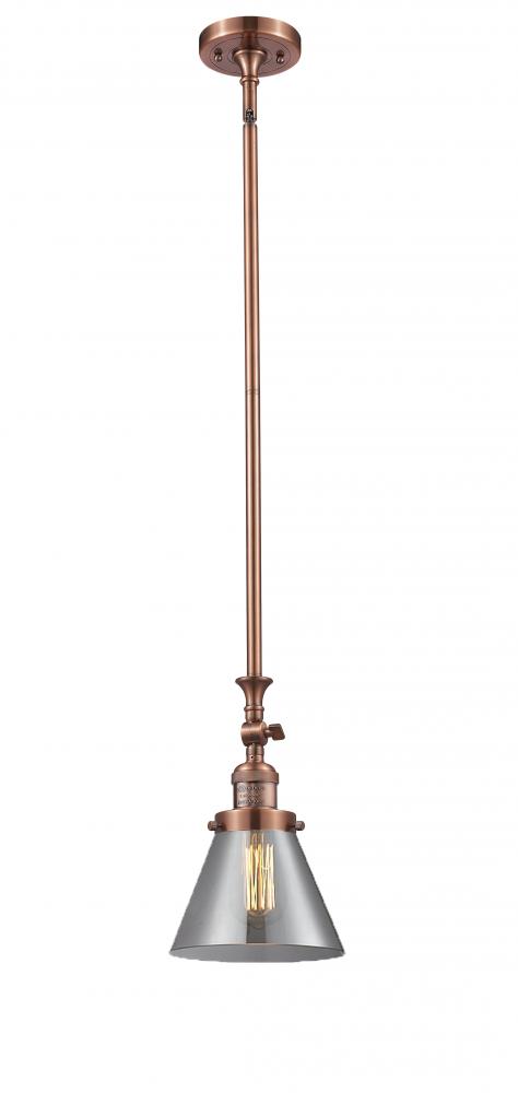 Cone - 1 Light - 8 inch - Antique Copper - Stem Hung - Mini Pendant