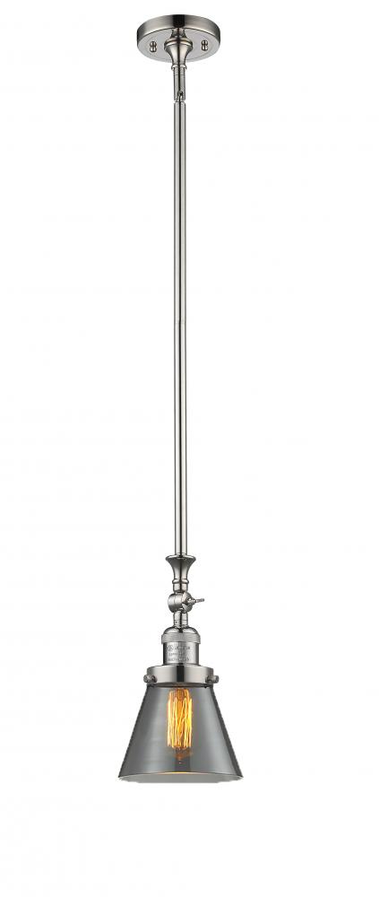 Cone - 1 Light - 6 inch - Polished Nickel - Stem Hung - Mini Pendant