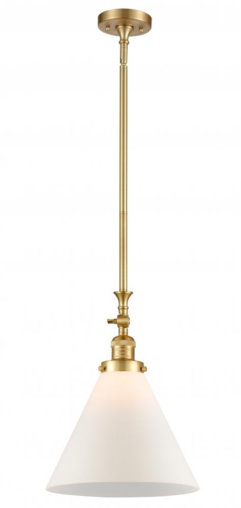 Cone - 1 Light - 12 inch - Satin Gold - Stem Hung - Mini Pendant