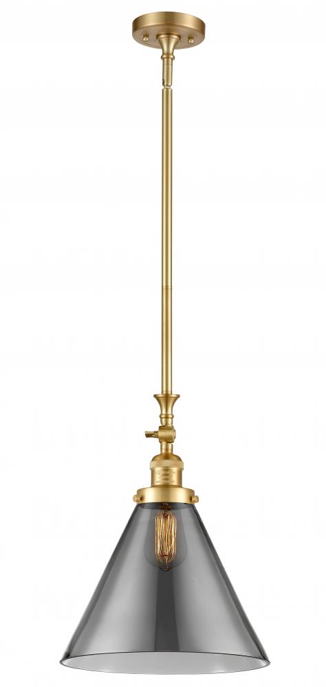 Cone - 1 Light - 12 inch - Satin Gold - Stem Hung - Mini Pendant