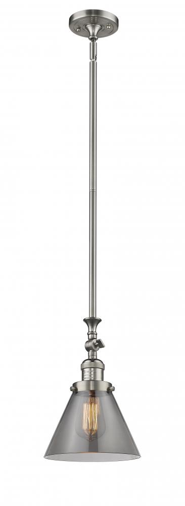 Cone - 1 Light - 8 inch - Brushed Satin Nickel - Stem Hung - Mini Pendant