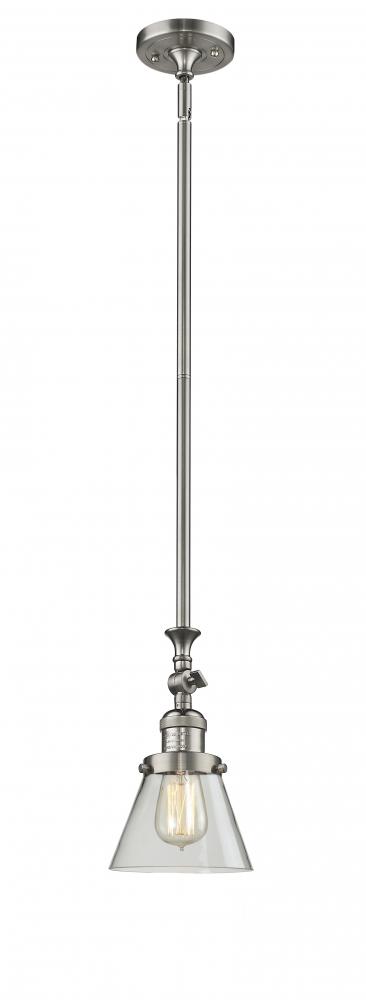 Cone - 1 Light - 6 inch - Brushed Satin Nickel - Stem Hung - Mini Pendant