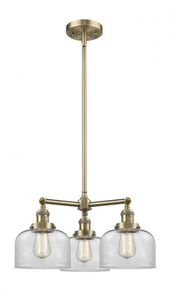 Bell - 3 Light - 22 inch - Antique Brass - Stem Hung - Chandelier