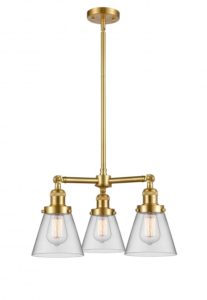 Cone - 3 Light - 19 inch - Satin Gold - Stem Hung - Chandelier