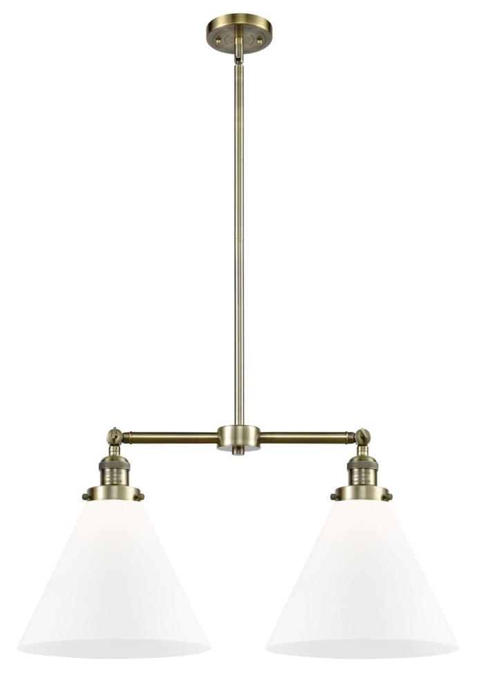 Cone - 2 Light - 21 inch - Antique Brass - Stem Hung - Island Light