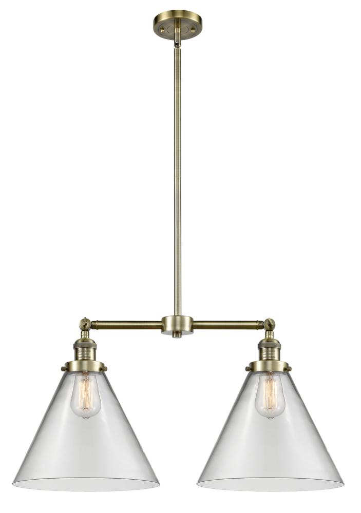 Cone - 2 Light - 21 inch - Antique Brass - Stem Hung - Island Light