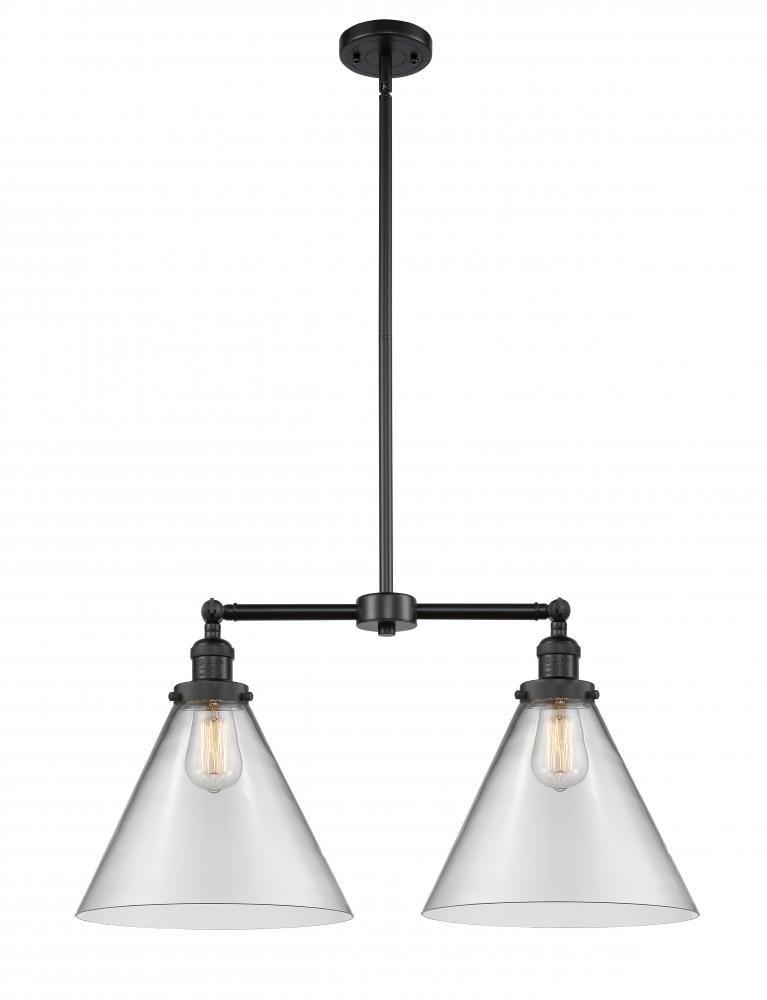 Cone - 2 Light - 21 inch - Matte Black - Stem Hung - Island Light