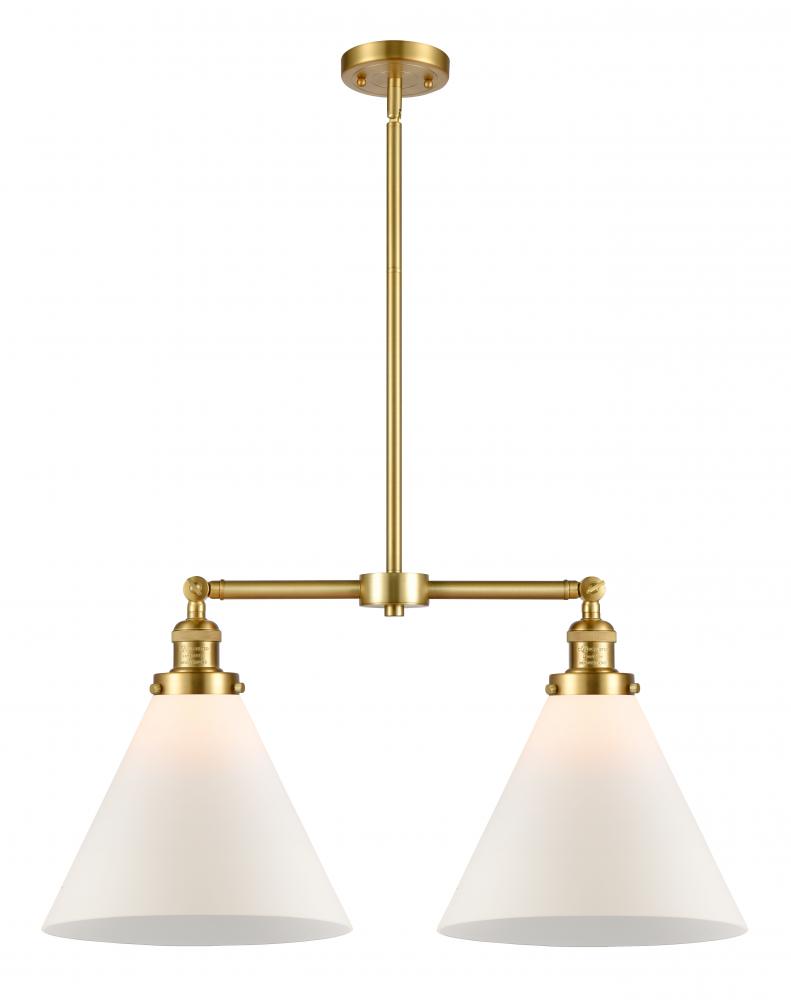 Cone - 2 Light - 21 inch - Satin Gold - Stem Hung - Island Light