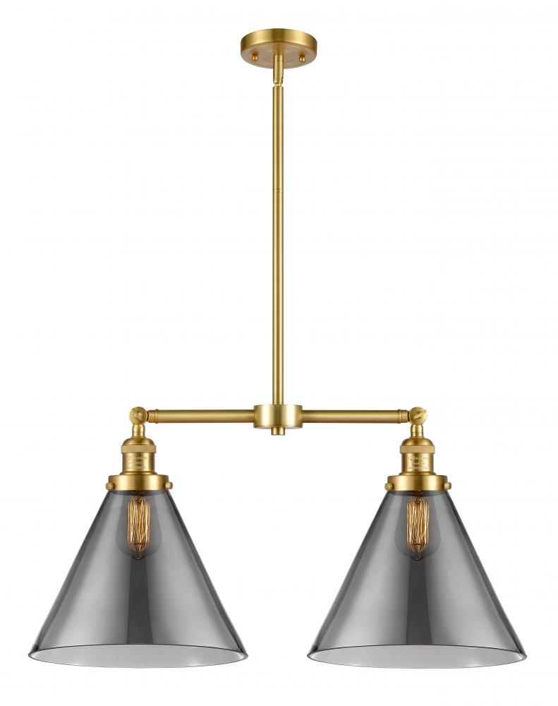 Cone - 2 Light - 21 inch - Satin Gold - Stem Hung - Island Light