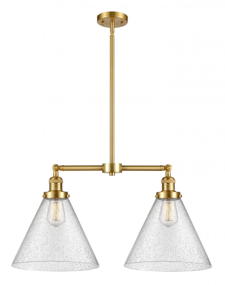 Cone - 2 Light - 21 inch - Satin Gold - Stem Hung - Island Light