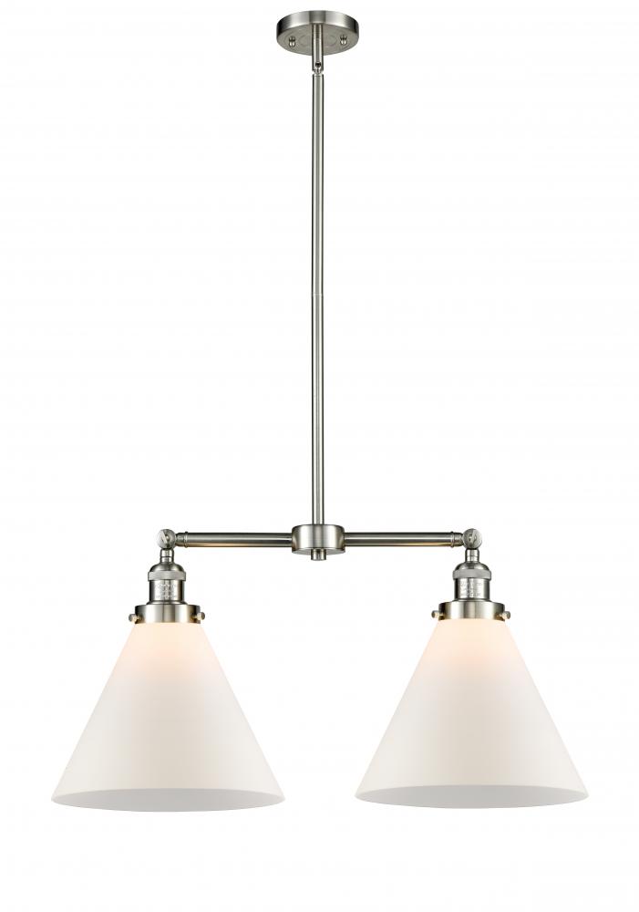 Cone - 2 Light - 21 inch - Brushed Satin Nickel - Stem Hung - Island Light