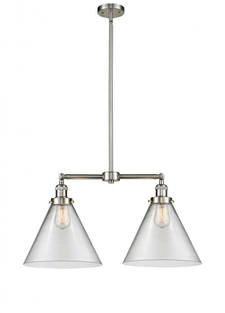 Cone - 2 Light - 21 inch - Brushed Satin Nickel - Stem Hung - Island Light