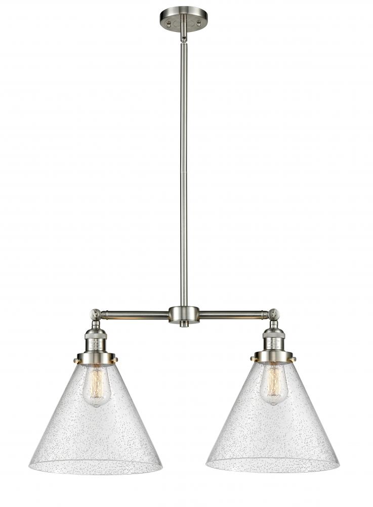 Cone - 2 Light - 21 inch - Brushed Satin Nickel - Stem Hung - Island Light