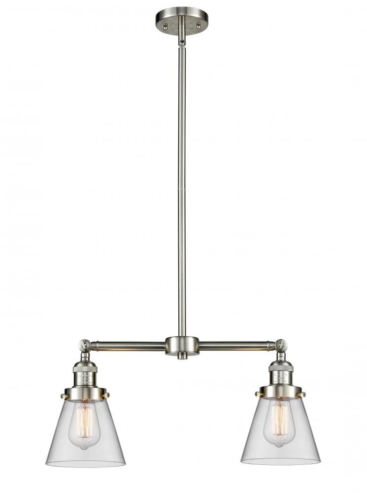 Cone - 2 Light - 21 inch - Brushed Satin Nickel - Stem Hung - Island Light