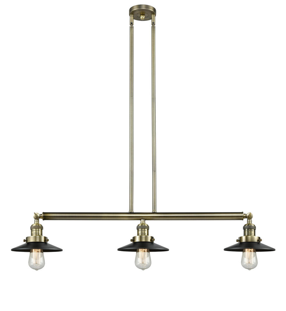 Railroad - 3 Light - 41 inch - Antique Brass - Stem Hung - Island Light