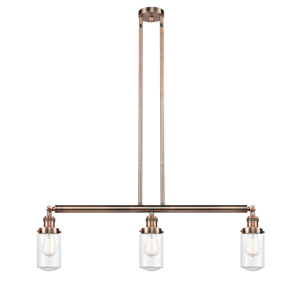 Dover - 3 Light - 37 inch - Antique Copper - Stem Hung - Island Light